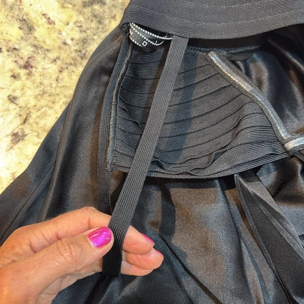 Herve Leger x Law Roach black cut out  spaghetti straps cocktail dress size 6 - Picture 15 of 15